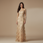 Гипюр стрейч металлик бежевый