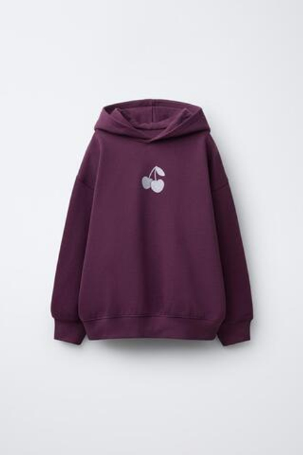 ZARA ХУДИ С БЛЕСТЯЩИМИ ВИШНЯМИ, ЛИЛОВЫЙ