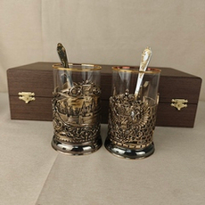 Чайный набор на 2 персоны "Москва+Гербовый" в футляре