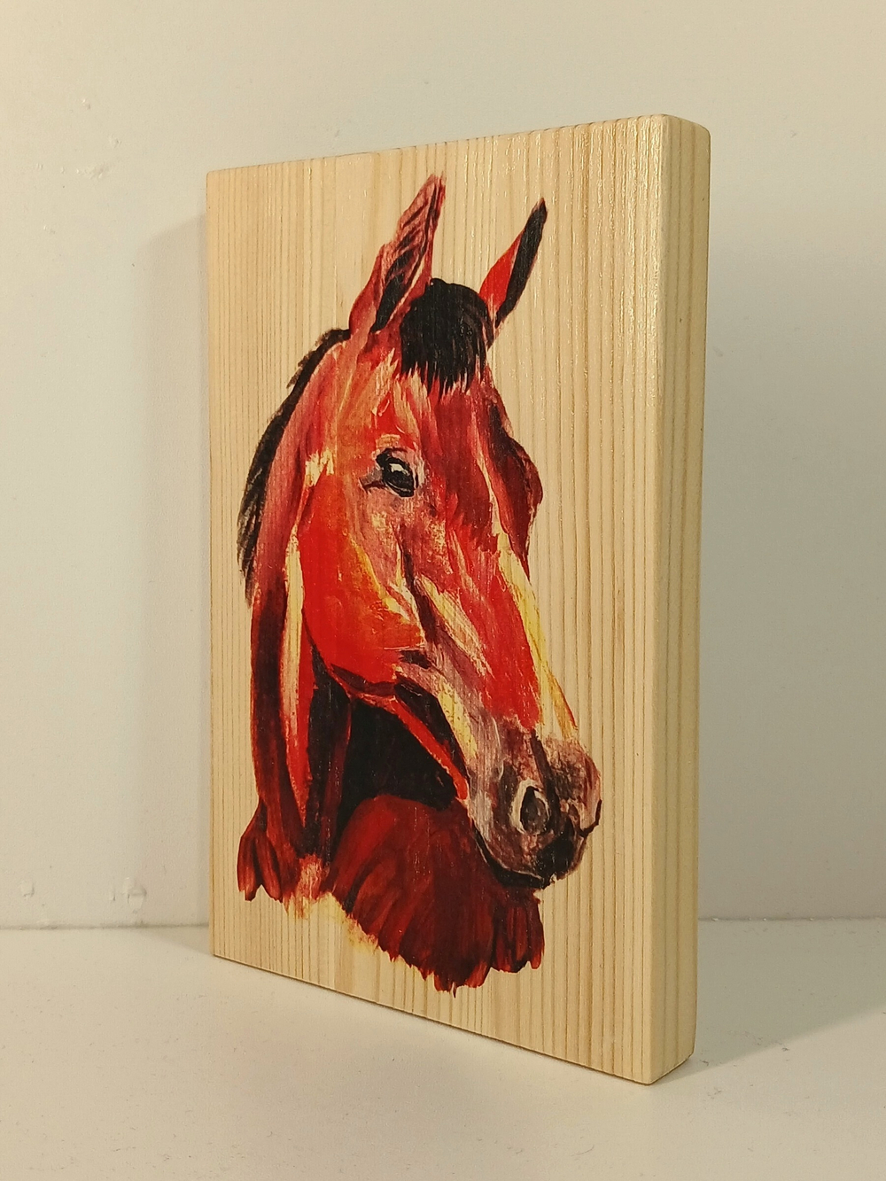 Панно деревянное настенное СВЕТЛОГОРЫ. Голова красно-гнедой лошади