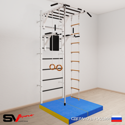 Шведская стенка Sv Sport усиленная 6234 (Турник рукоход/Брусья/Канат/Кольца/Лестница/Мат 1м)