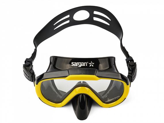 Набор маска+трубка в сумке Sargan Дайва-С черный/желтый