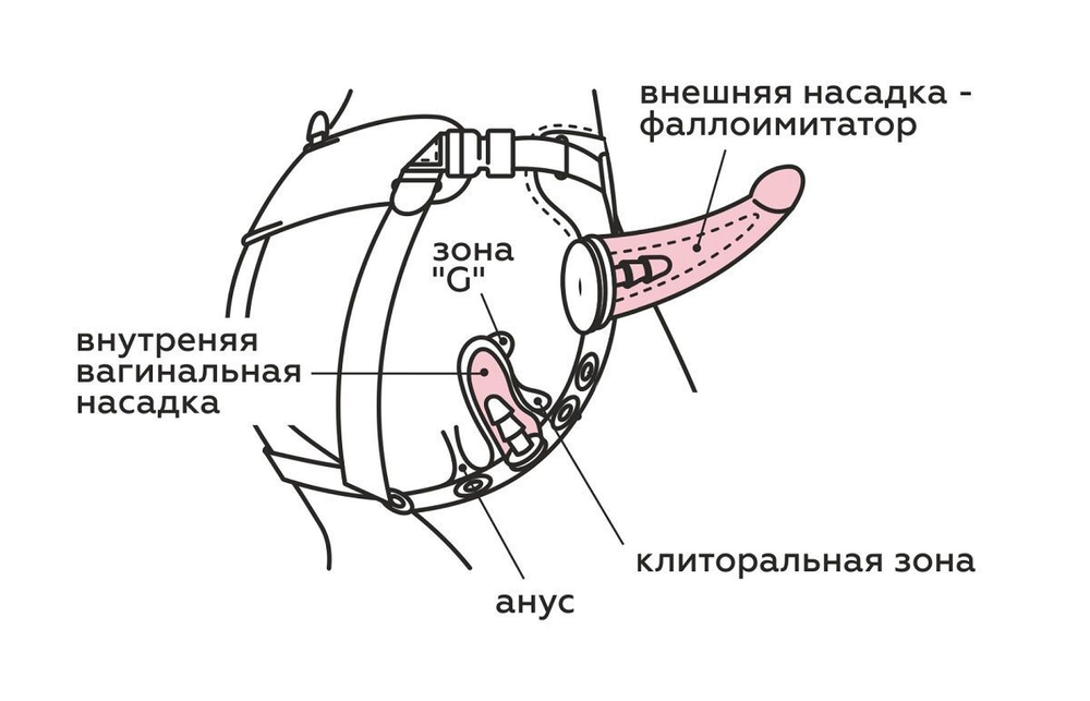 Женский пояс-трусики c 2 насадками