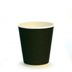 Стакан с двойными стенками для горячих напитков 360 мл, гофр.картон, черный, 25 шт, Garc