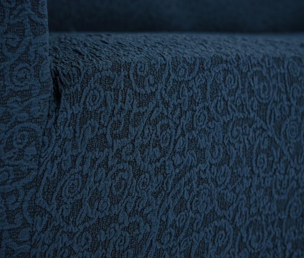 Чехол на кресло без оборки Жаккард, цвет Индиго