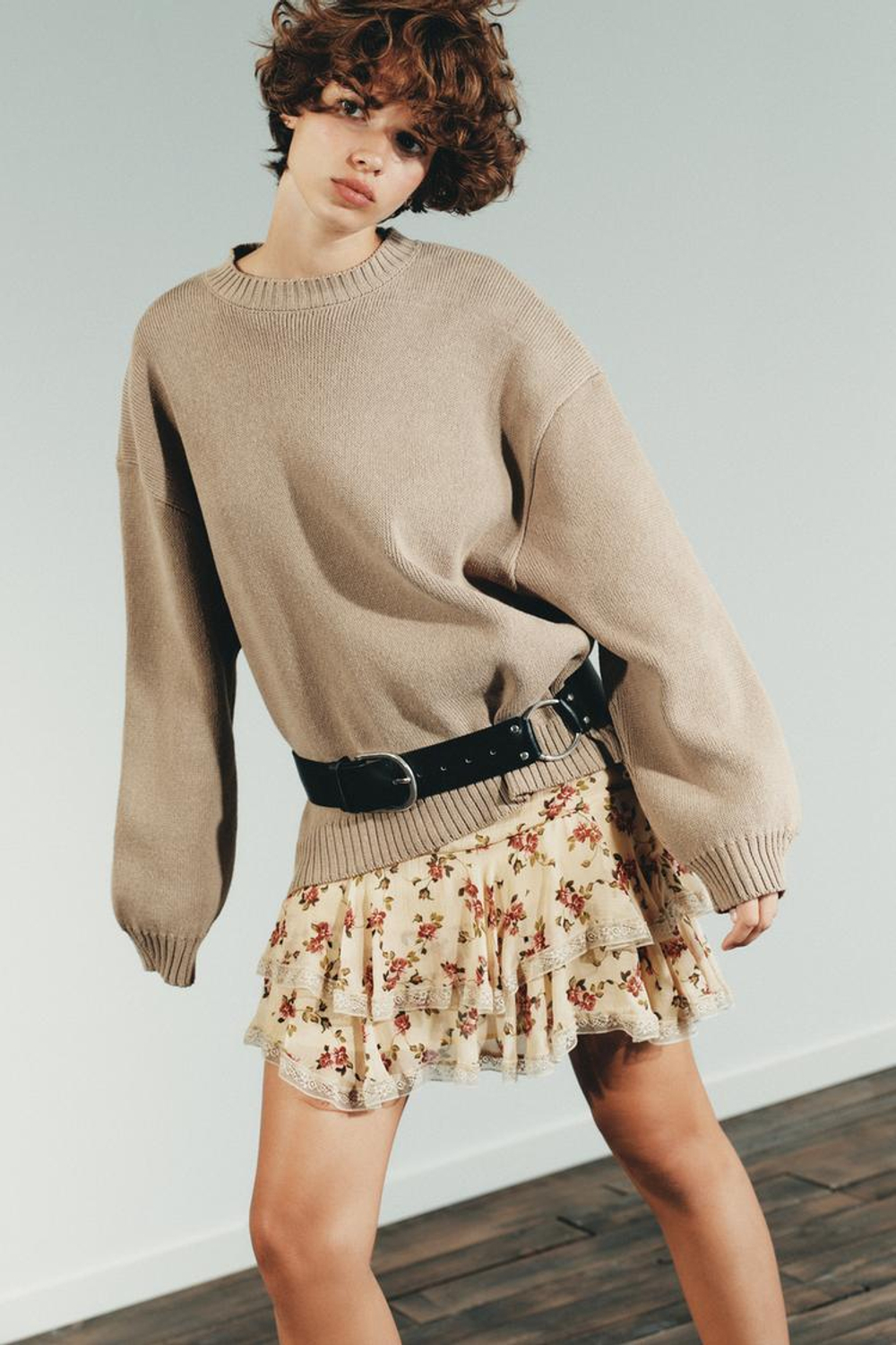 ZARA КОЖАНЫЙ РЕМЕНЬ С КОЛЬЦОМ, ЧЕРНЫЙ