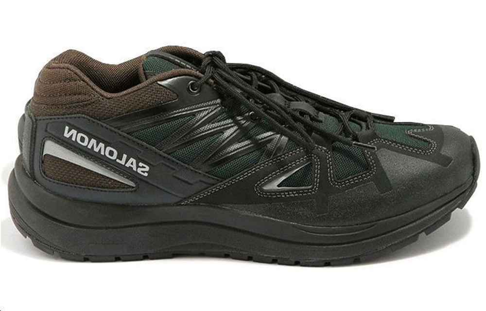 And wander x Salomon Odyssey trendy off-road outdoor functional shoes low-cut green brown