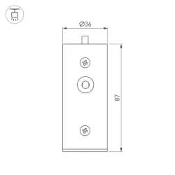 Заглушка ROUND-D36-360 BLACK с отверстием (Arlight, Металл) 050534