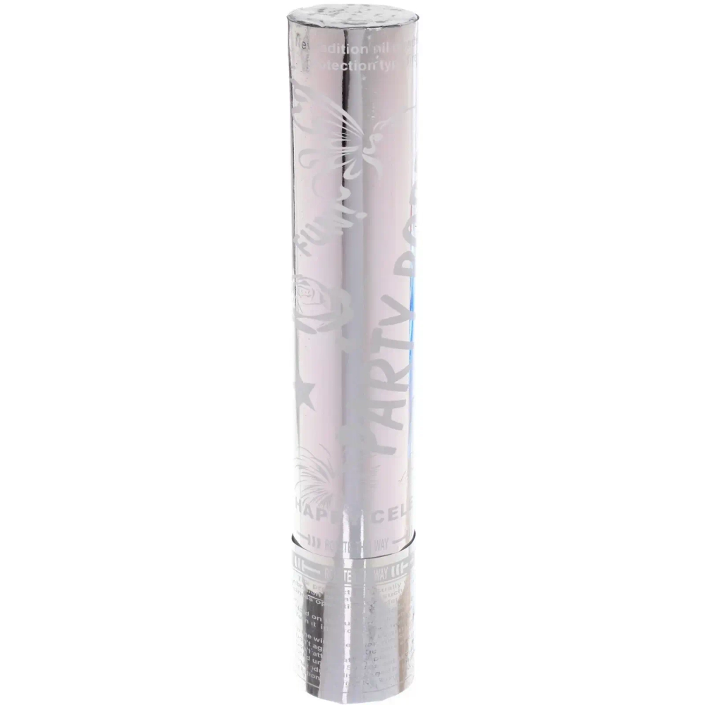 Пневмохлопушка 30 см «Голограмма» конфетти (серебро)