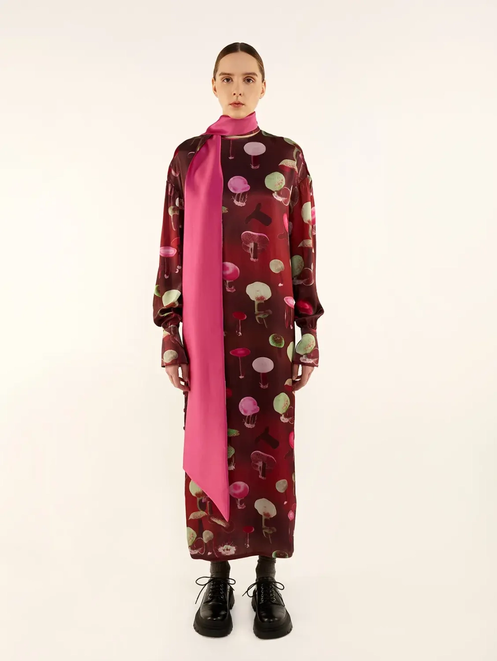 Платье «Грибы», бордовый