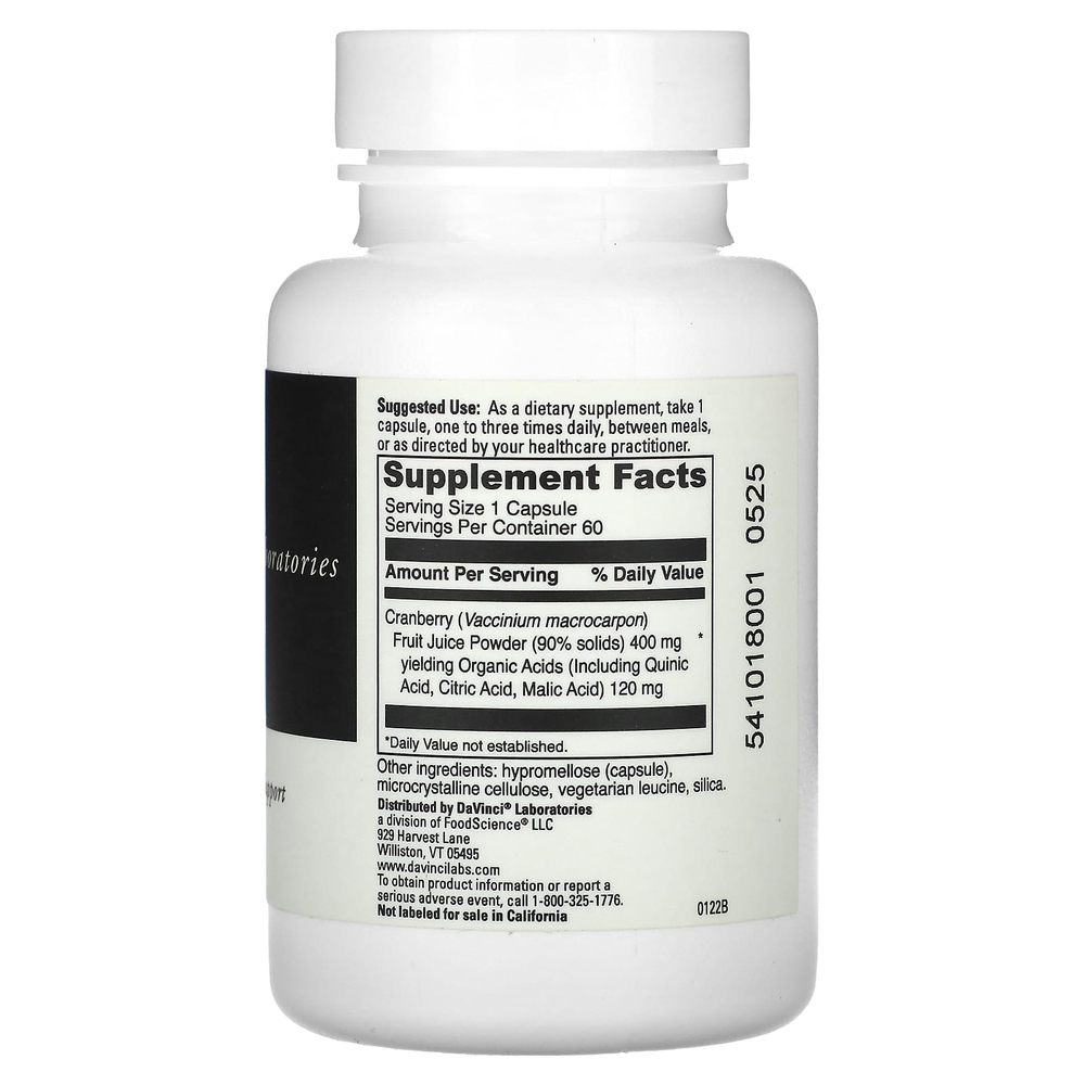 DaVinci Laboratories, Клюква, 400 мг, 60 капсул