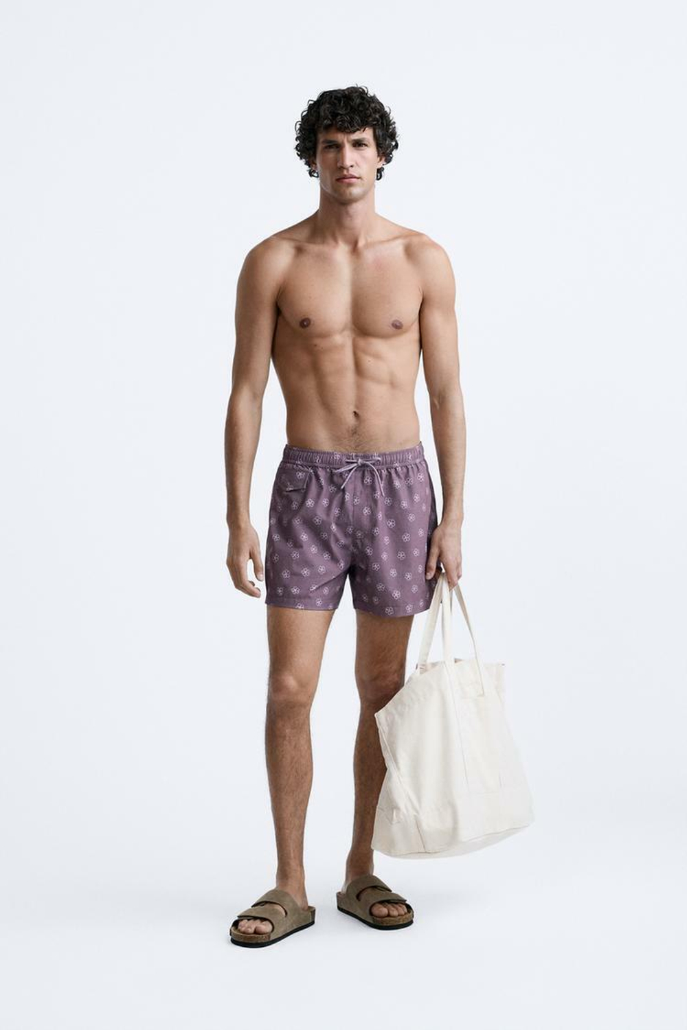 ZARA ПЛАВКИ С ЦВЕТОЧНЫМ ПРИНТОМ, ФИОЛЕТОВЫЙ