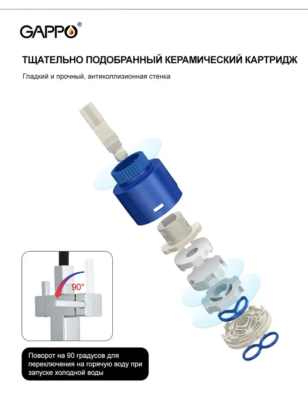 Смеситель для кухни с подключением к фильтру Gappo G4395-30