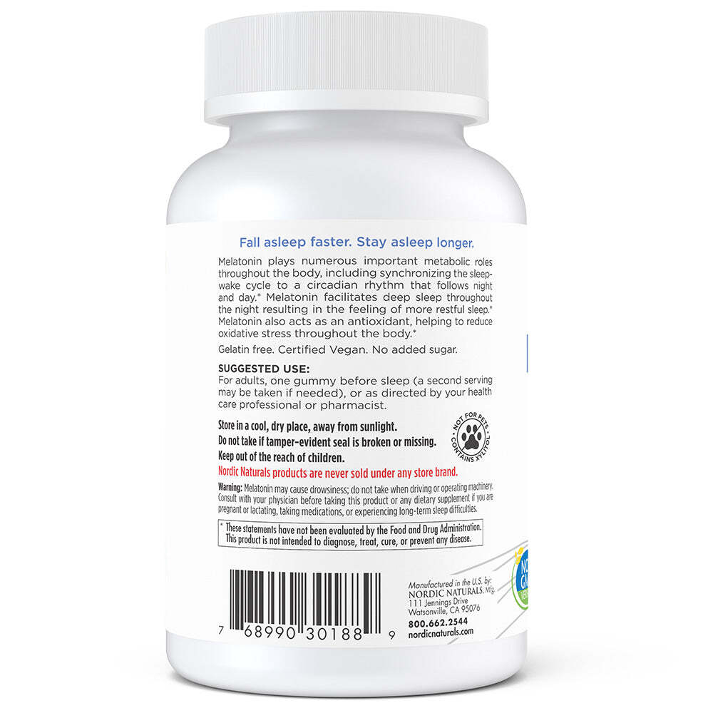 Zero Sugar Melatonin 1.5 mg 60 жевательных таблеток Nordic Naturals