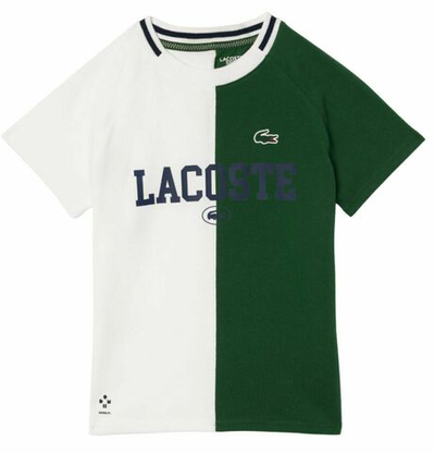 Футболка для мальчика теннисная Lacoste Kids Sport x Daniil Medvedev Jersey T-Shirt - white/green