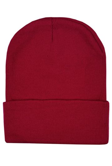 Шапка с подворотом темно-красная