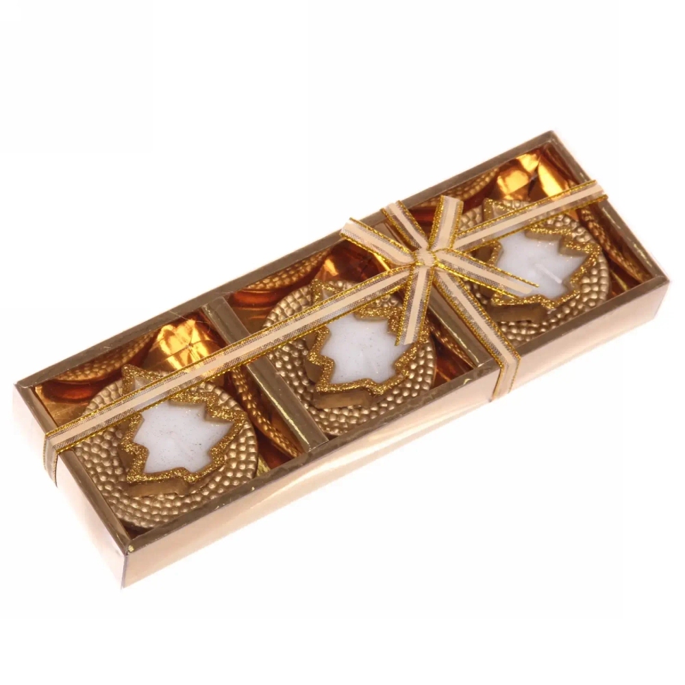 Свечи новогодние «Ёлочка» 25*8,5*3 см (набор 3 шт), золото