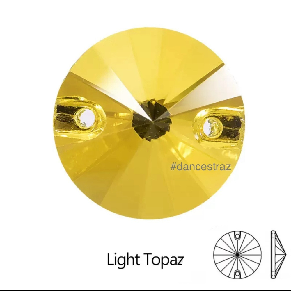 Стразы пришивные, Rivoli, Light Topaz, 226, 14mm, (112 ea/pkg), 5A+, (F2)