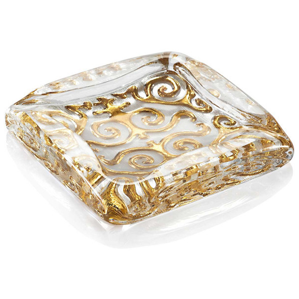 Пепельница квадратная IVV Орнаменты Азии 18см золотистый декор