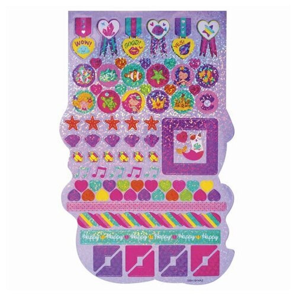 Альбом со сверкающими наклейками "Русалки", 4 листа, более 250 шт., склейка, ЮНЛАНДИЯ, 662697