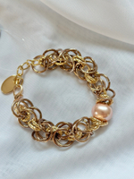 HMG 1131 peach Браслет Византия с жемчужиной 1,5 см арт.1390