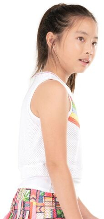 Футболка для девочки теннисная Lucky in Love Girls Palm Island Coco Chevron Tank - white