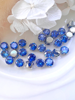 Фианит 6 мм, Сапфир (оправа серебро)