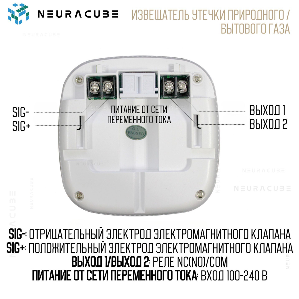 WiFi Датчик / Извещатель утечки природного / бытового газа NEURACUBE (220В)