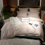 Комплект постельного белья Однотонный Сатин Премиум широкий кант на резинке OCPKR018