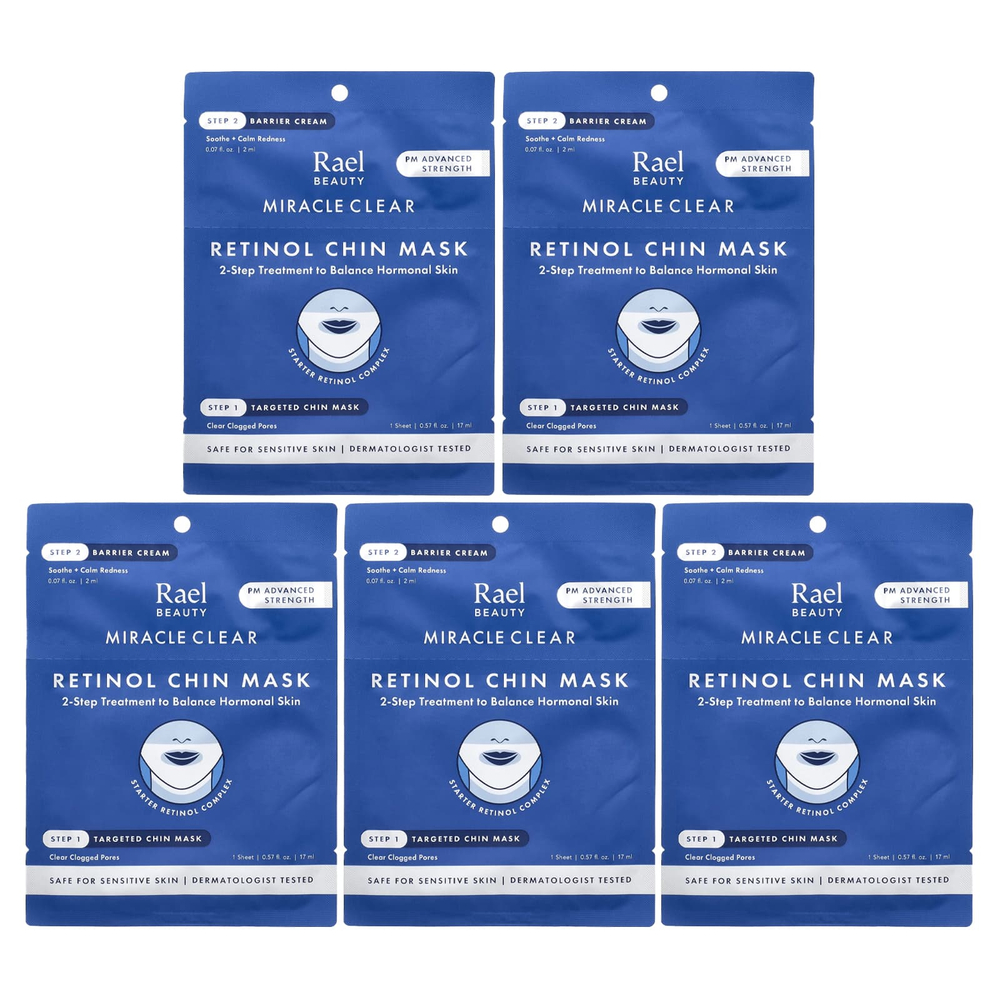 Rael, Miracle Clear, косметическая маска для подбородка с ретинолом, барьерный крем, набор из 10 предметов