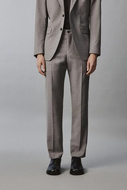 ZARA КОСТЮМНЫЕ БРЮКИ REGULAR FIT ИЗ РЕЛЬЕФНОЙ ТКАНИ, БЕЖЕВЫЙ
