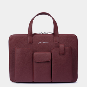 Сумка кожаная для MacBook Pro 13"-14" Bocage с карманами бордового цвета