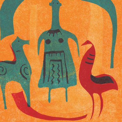 В деревне (узор в духе русских народных ремесел)