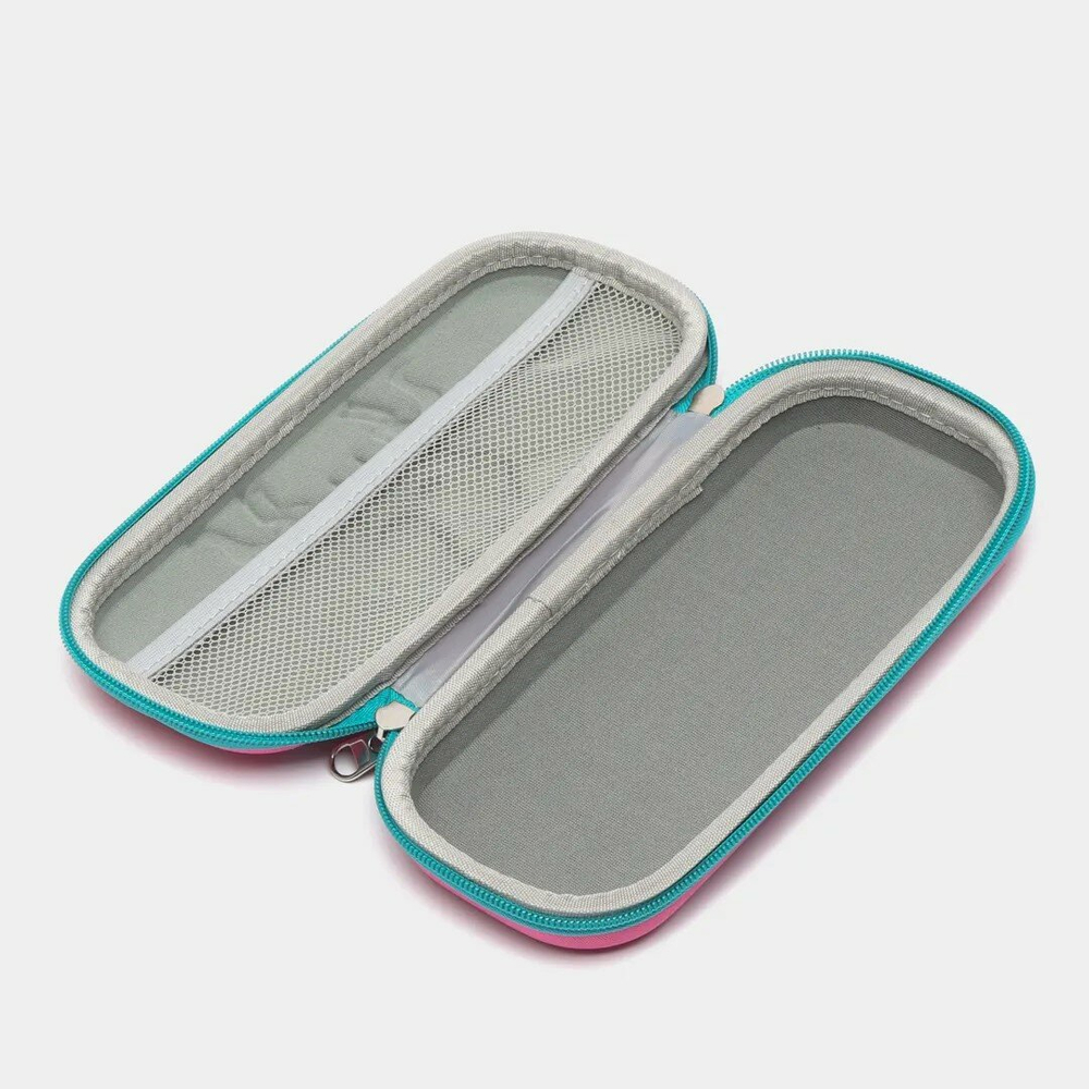 Пенал школьный  для девочек мальчиков с 3д рисунком на молнии Единорог, розовый