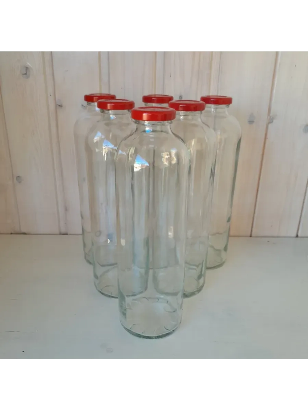 Бутылка стеклянная 1 литр , 43мм , 6 штук