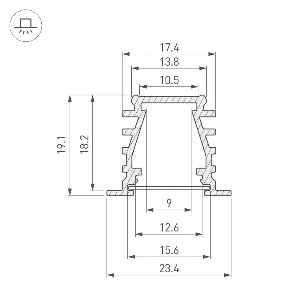 Профиль TOP-DEEP-F-2000 ANOD (K13,P15) (Arlight, Алюминий) 016971
