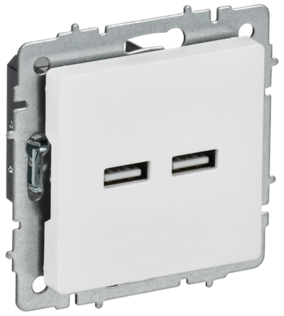 BRITE Розетка USB A+A 5В 3,1А РЮ10-1-БрАБ арктический белый IEK