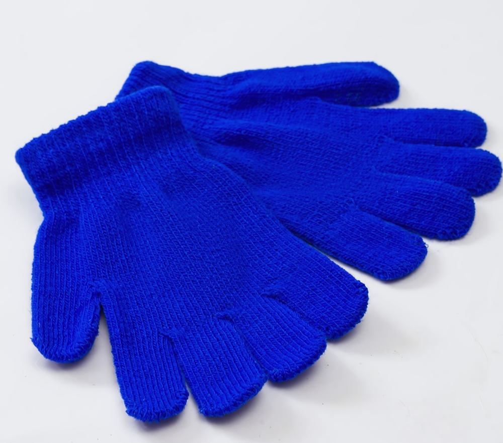 Перчатки "Однотонные", синий, р-р 15 (6-8 лет) 5133466 (MINAKU), 1 шт.