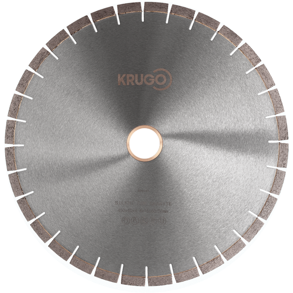 Диск алмазный сегментный по граниту, бесшумный KRUGO 450x40x4,2x60x15mm, BSG18B