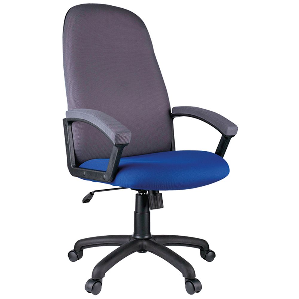 Кресло руководителя Helmi HL-E79 "Elegant", ткань TW синяя/серая