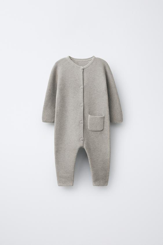 ZARA ВЯЗАНЫЙ КОМБИНЕЗОН LINKS, СВЕТЛО-БЕЖЕВЫЙ