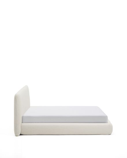 Кровать Martina со съемным чехлом из шенилла цвета экрю 180 x 200