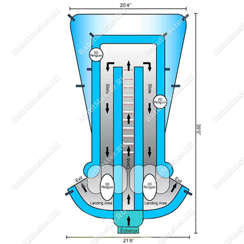 Большой надувной батут-горка "Мишка на севере"