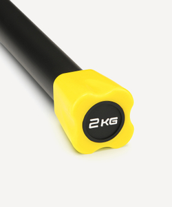 Бодибар BB-301, 2 кг, неопреновый, черный/желтый