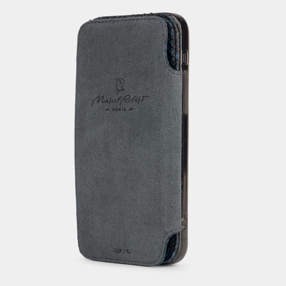 Чехол Benoit для iPhone 12/12Pro из кожи питона, синего цвета