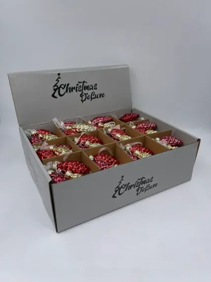 Набор стеклянных украшений Гроздь Шишек, 3 шт., 6 см., золото, красный, темно-красный, Christmas DeLuxe (89875)