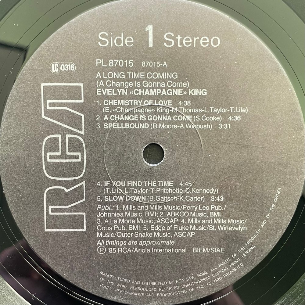 Evelyn "Champagne" King ‎– A Long Time Coming (Италия 1985г.)