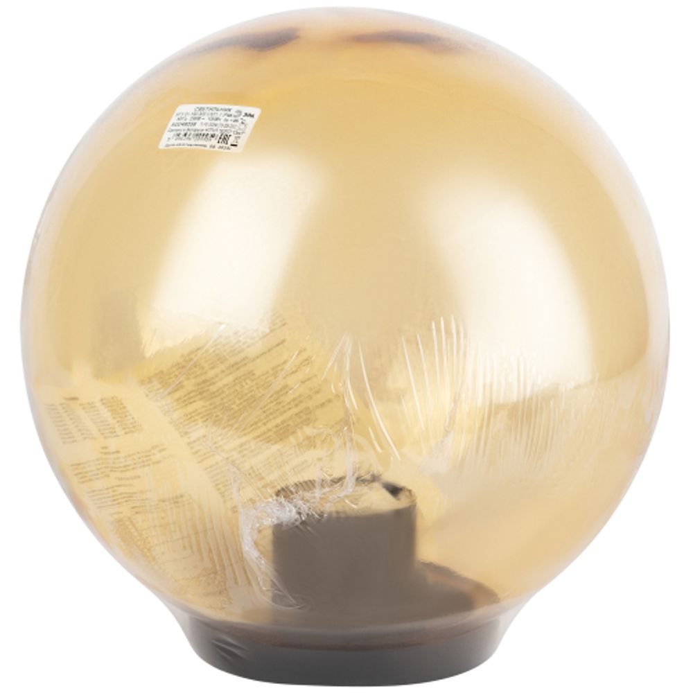 Садово-парковый светильник ЭРА НТУ 01-100-303 шар золотистый на опору / кронштейн IP44 Е27 max100Вт d300mm