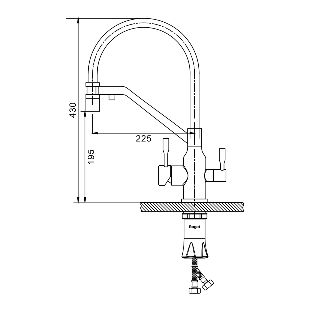Смеситель для кухни с подключением фильтра Raglo R81.62.03, золотой сатин