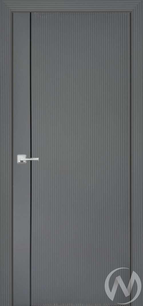 Дверь ЭКШ F-5; 70; глухая; графит софт-Н; молдинг черный